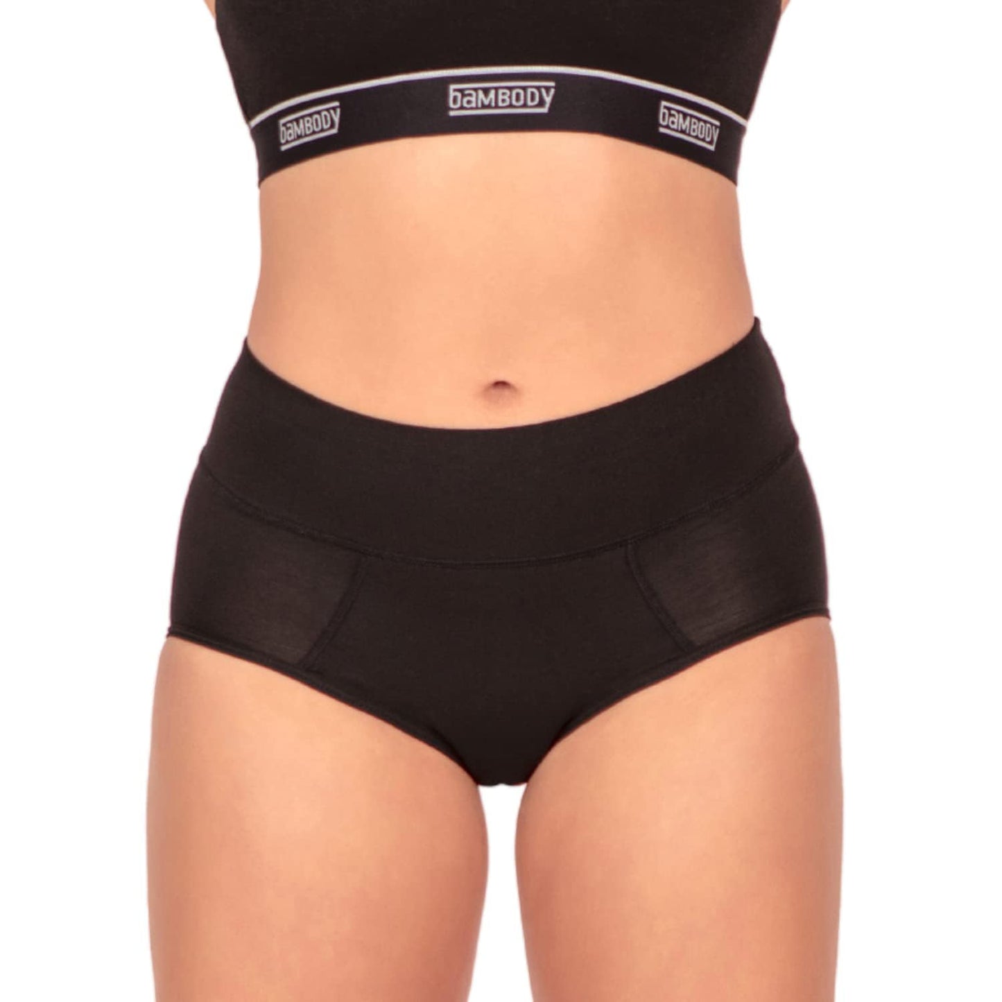 Bambody Period Underwear for Women - Absorbent Maternity & Postpartum Panties w/Silky Smooth & Breathable Fabric for Heavy Flow Menstrual & Incontinence - XX-Large, 1 Pack Black